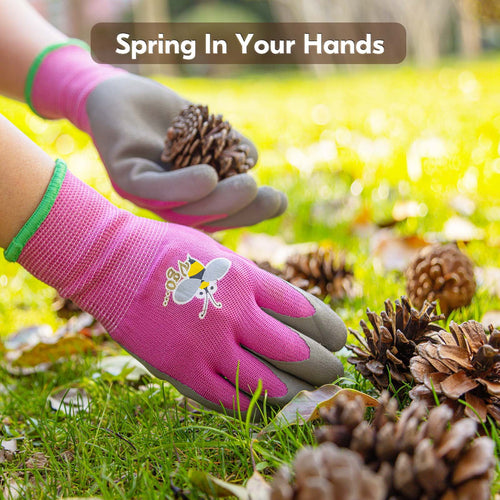 1-Pair Kids Gardening Gloves Ages 3-9| Natural Latex Grip|Breathable Yard Work & DIY Safety Gloves, Machine Washable ... - Image 2