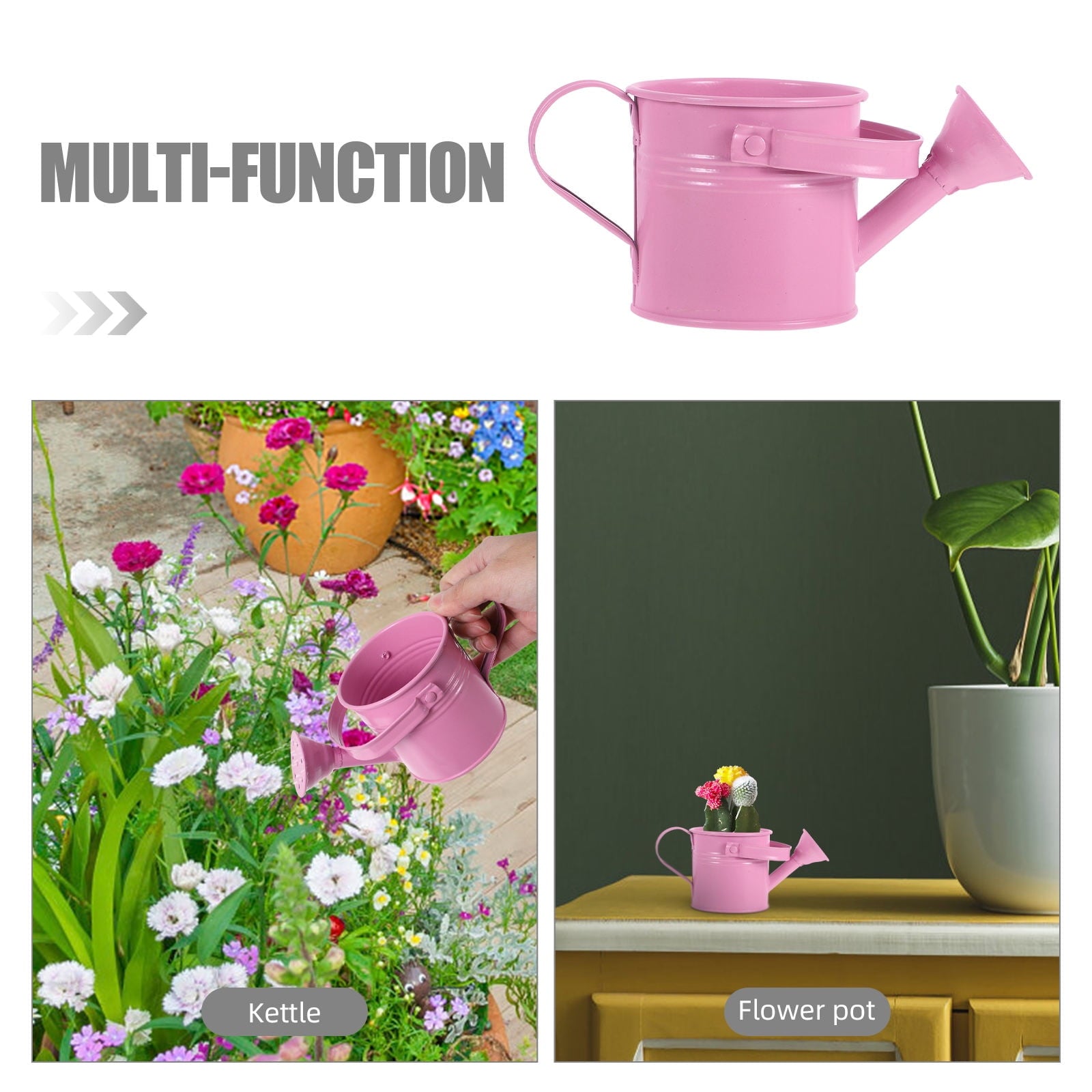 Small Watering Can Pink Galvanized Iron For Indoor Plants And Home Decor 1Pack 6.7X3X3In - Image 2