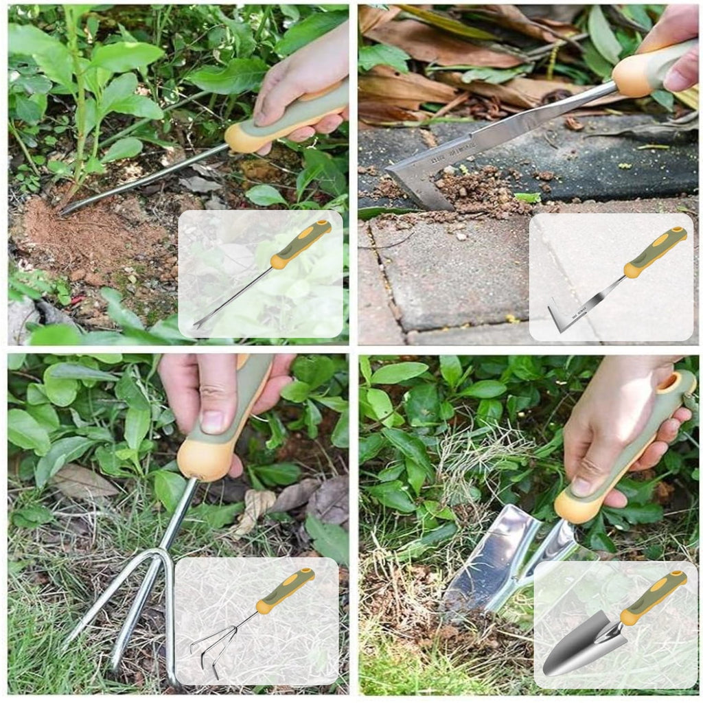 Garden Tool Set, 9 Piece Stainless Steel Rust-Proof Heavy Duty Gardening Tools with Non-Slip Rubber Handle, Durable G... - Image 6