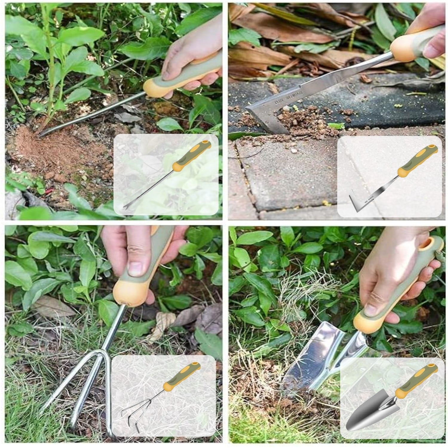 Garden Tool Set, 9 Piece Stainless Steel Rust-Proof Heavy Duty Gardening Tools with Non-Slip Rubber Handle, Durable G... - Image 6