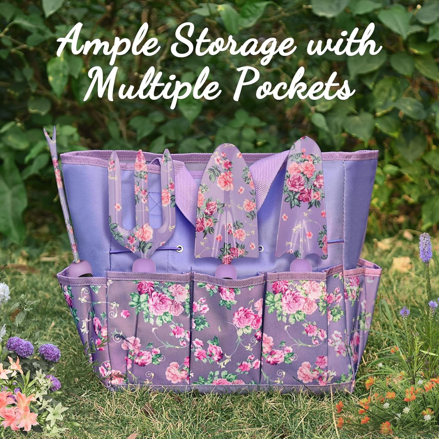 10-Piece Heavy Duty Purple Garden Tool Set with Durable Organizer Bag. A Fashionable & Practical Gardening Gift for W... - Image 5