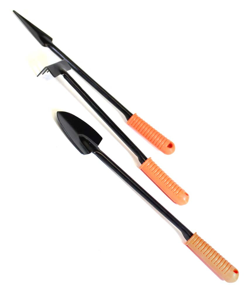 HOMEGARDEN 3 Piece Long Handled Mini Garden Tools Set | 7.5" (19 cm) to 9" (22.8 cm) Steel Tools | Rubber Handles | F... - Image 3