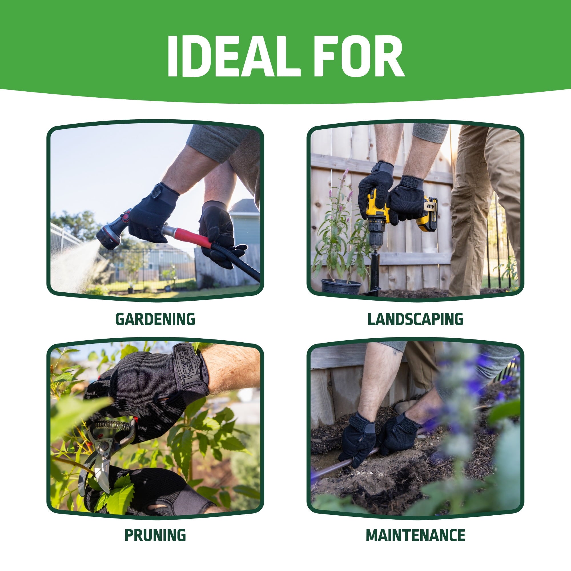 Mens Moisture Wicking Synthetic Leather Gardening Gloves, Size M - Image 5