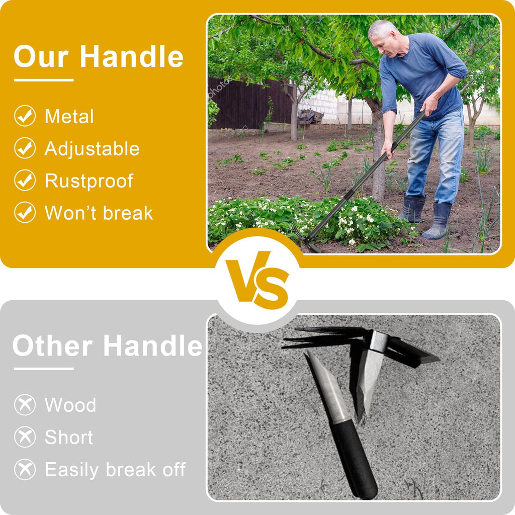 Garden Hoe, Garden Rake Tool with 45 inch Adjustable Long Handle for Weeding, Hoe Cultivator 2 in 1 Hand Garden Tool - Image 5