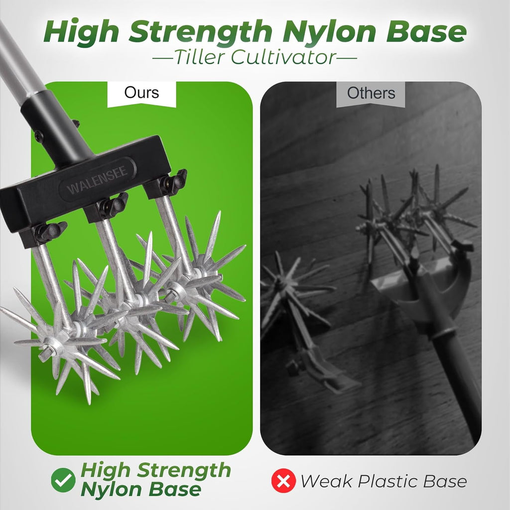Rotary Cultivator Garden Tool Adjustable Hand Tiller for Gardening & Lawn Care with Rustproof Aluminum Blades, Telesc... - Image 6