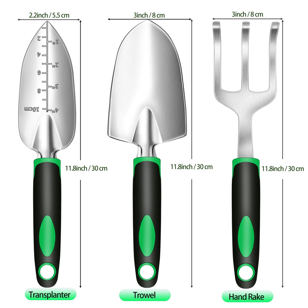 3 Pieces Garden Tool Set, Heavy Duty Gardening Tools Kit with Plant Gro, Gardening Gifts for Women and Men,No-Rust,No... - Image 2