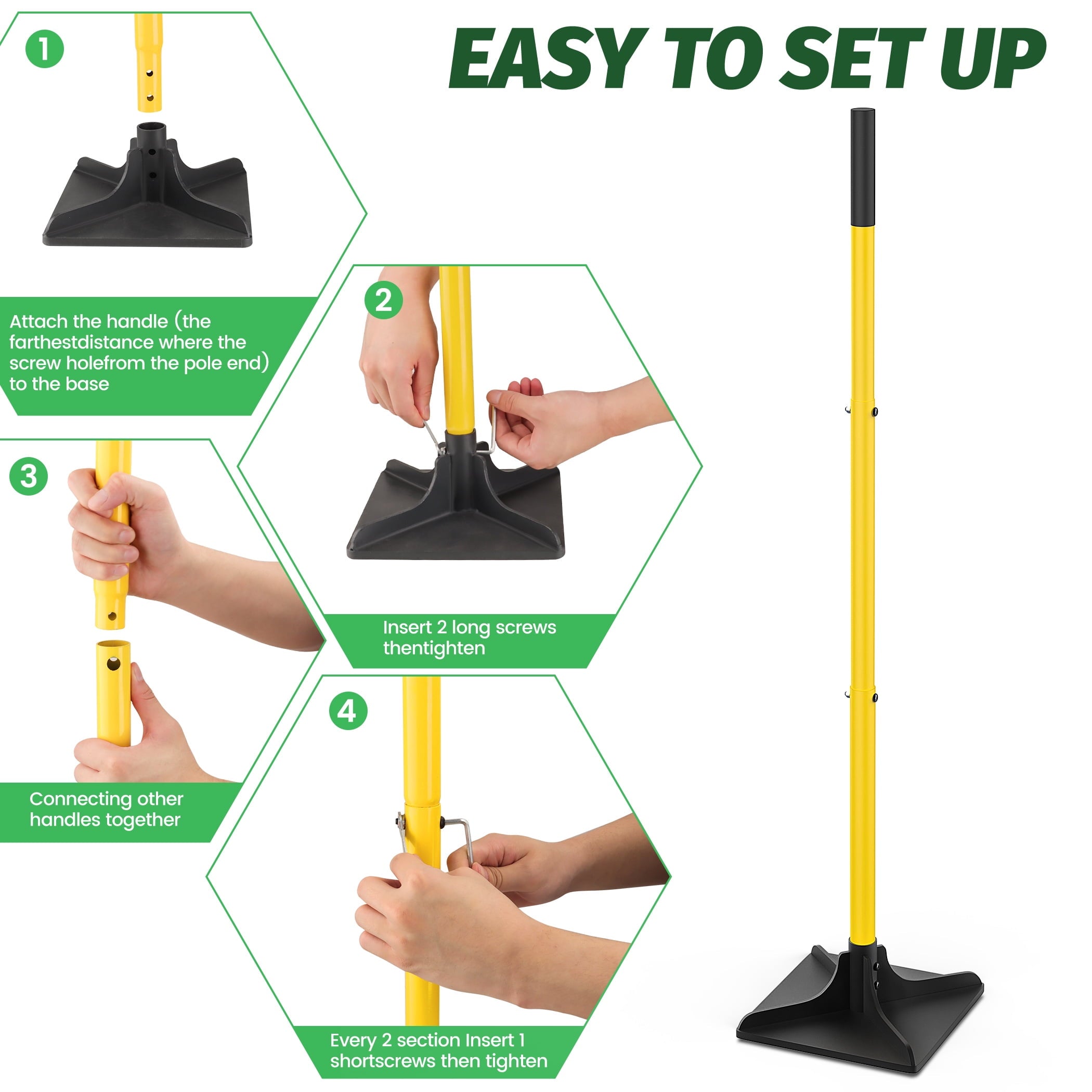 8"x8" Steel Tamper Tool with 48" Handle, Heavy Duty Handle Tamper with Comfortable Rubber Grip, Garden Tamper Tool fo... - Image 3