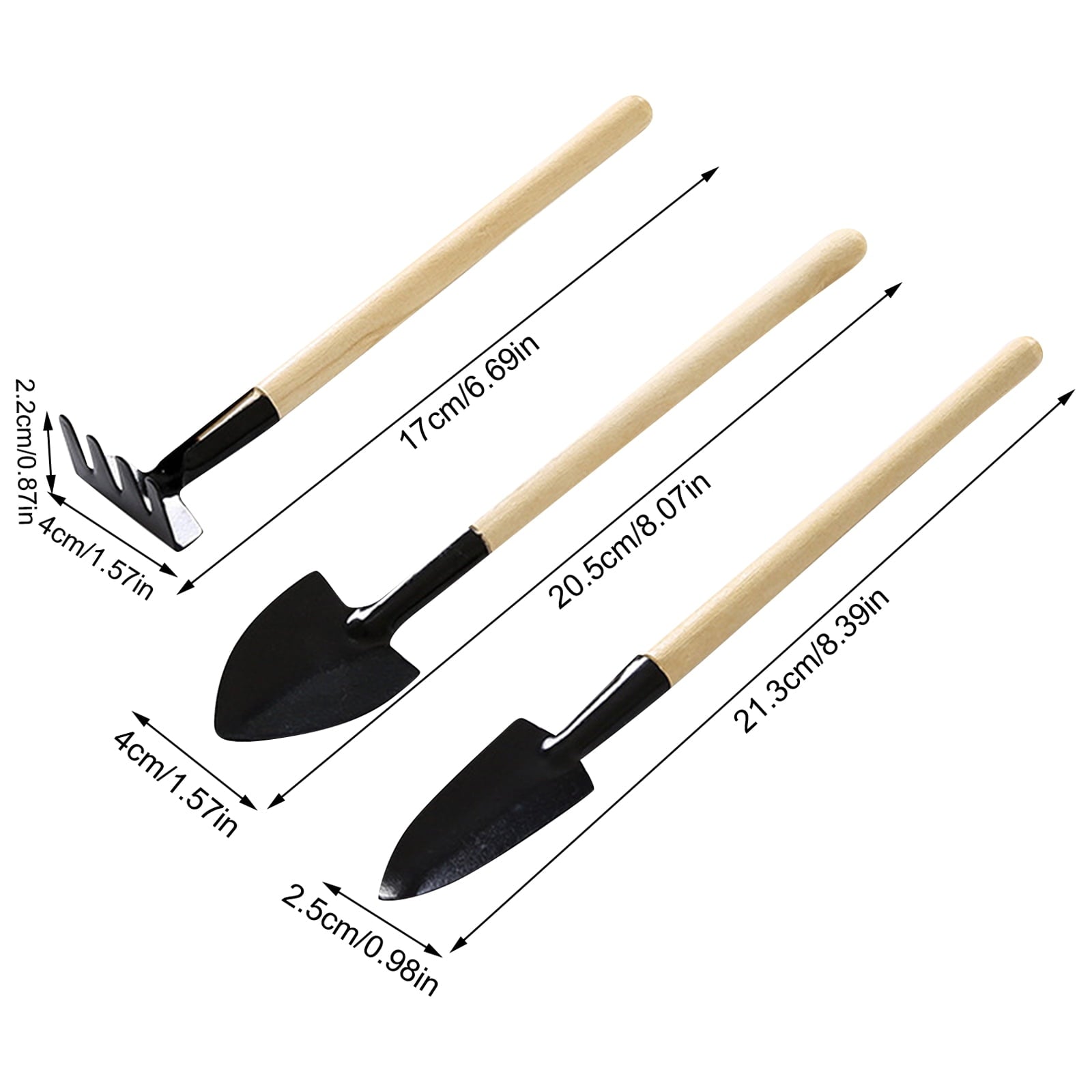 Mini Garden Tools - Indoor Plant Tools - 3 Piece Garden Tool Set Small Hand Tools for Gardening 6.8 Inch for Planting Flowers Black Size:S - Image 6