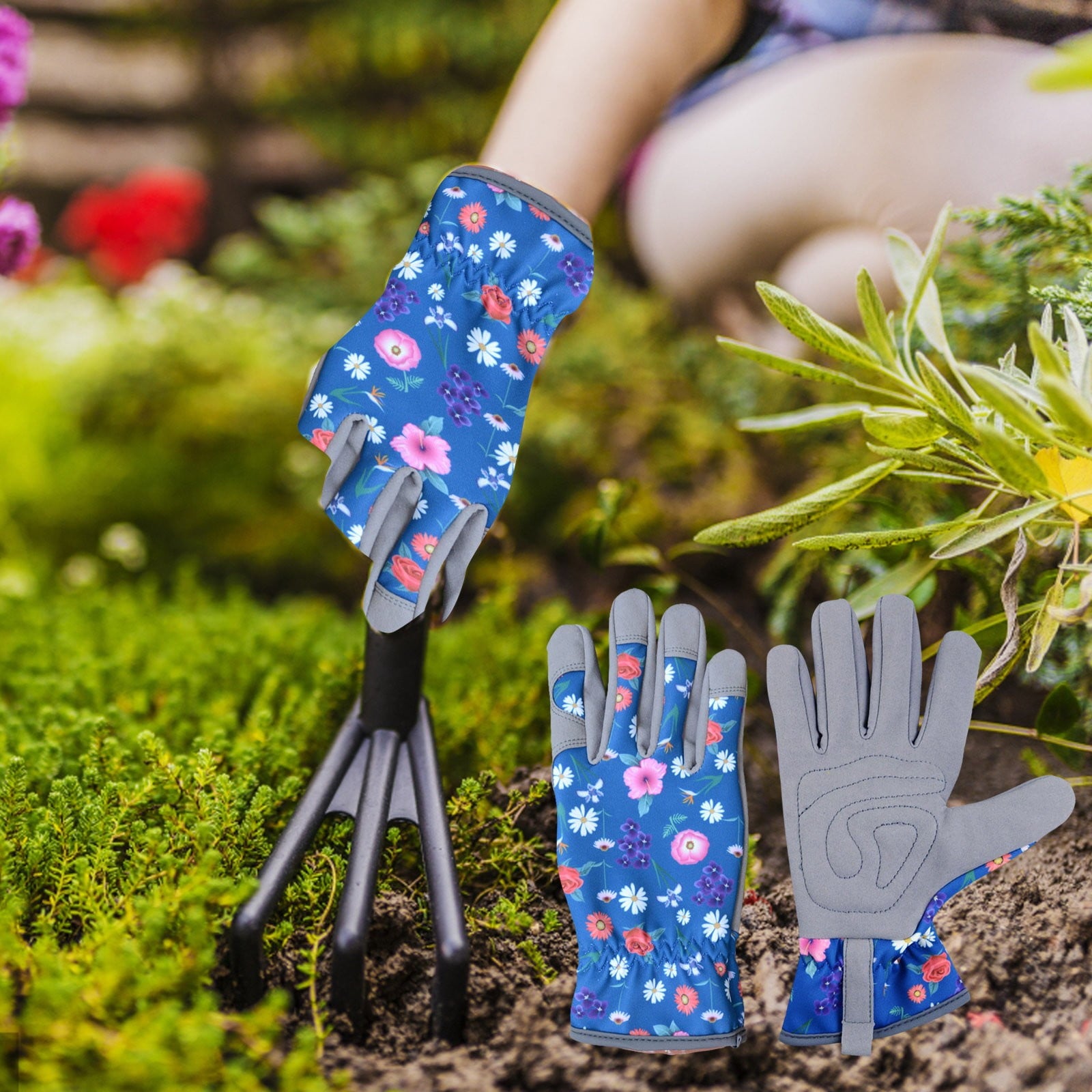 LKWLPD Gardening Gloves Women Men Leather Garden Gloves Thorn Proof Outdoor Protective Working Gloves with Grip for Weeding, One Size Fits M - Image 2