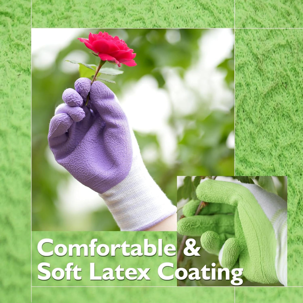 2-Pair Gardening Gloves for Women , Breathable Rubber Coated Work Gloves, Outdoor Garden Gloves for Planting, Weeding & Farming , Flexible & - Image 3