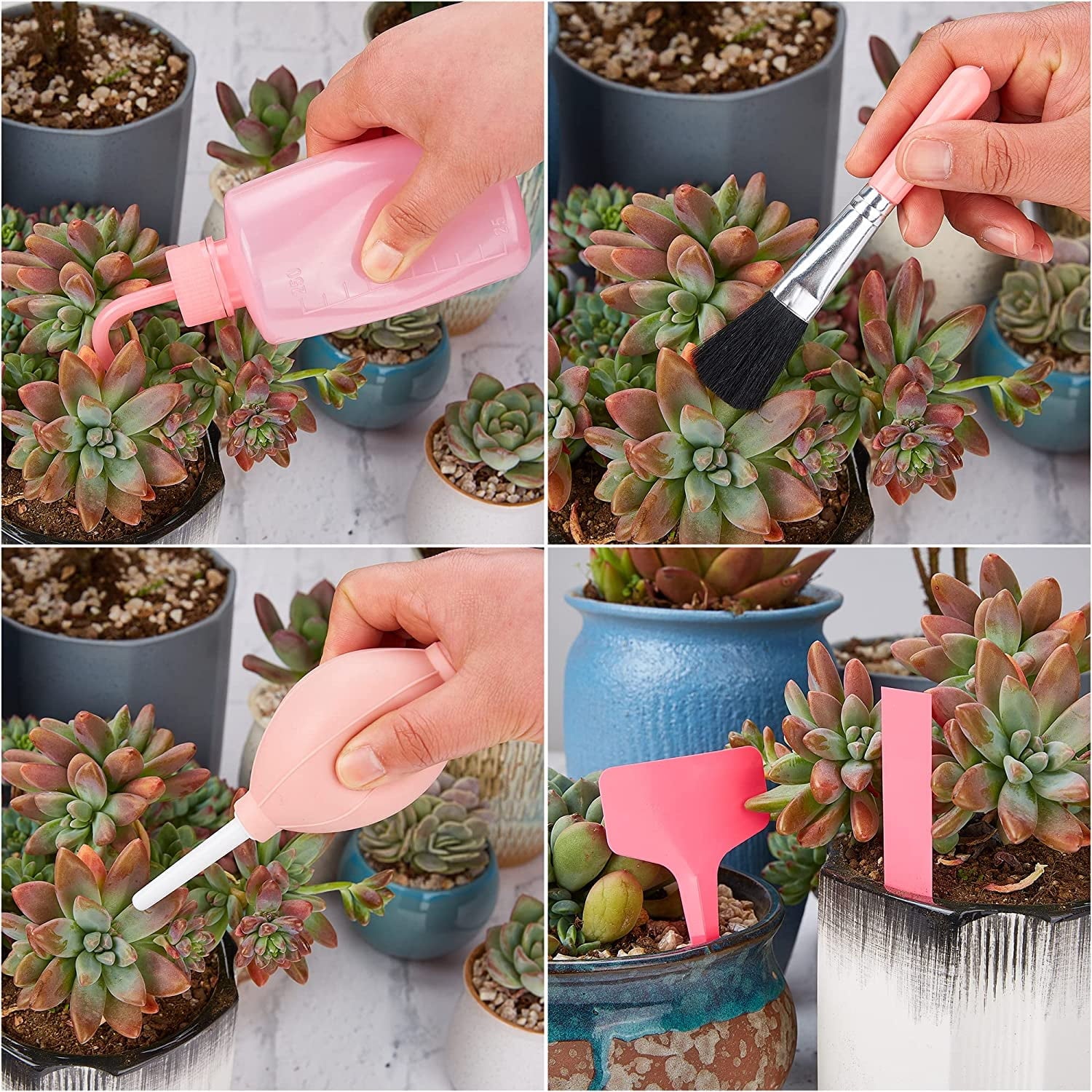 24 Pcs Succulent Tools Set with 20" x 20" Waterproof Potting Tarp Mat, Miniature Indoor Garden Hand Tool Kit for Tran... - Image 3