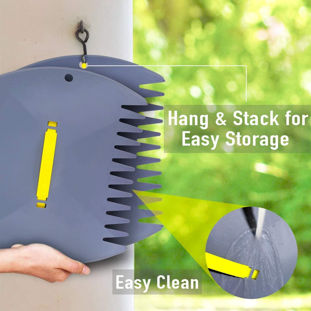 Yard Leaf Scoops Set with Adjustable Fit, Claws Protection, Gray (2 Pieces) - Image 6