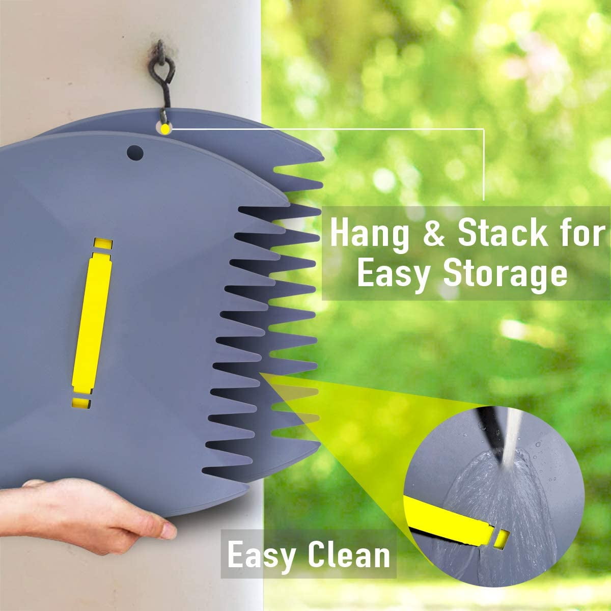 Yard Leaf Scoops Set with Adjustable Fit, Claws Protection, Gray (2 Pieces) - Image 6