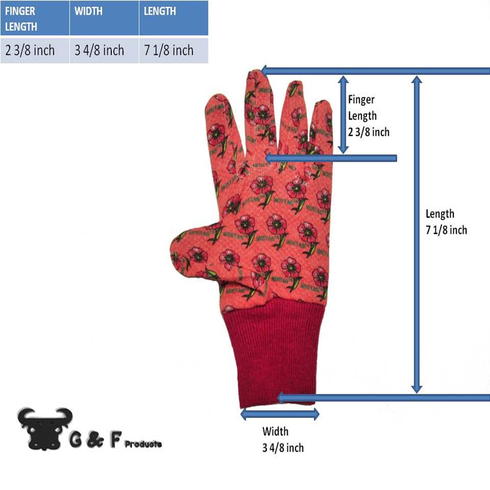 Gloves Red Floral Waterproof Gardening Gloves, 3 Pairs - Image 2