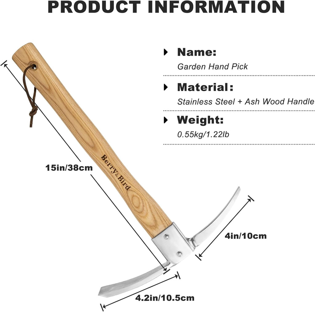 Berry&Bird Garden Pick Mattock Hoe Stainless Steel Pickaxe Hoe Garden Hand Tool - Image 5