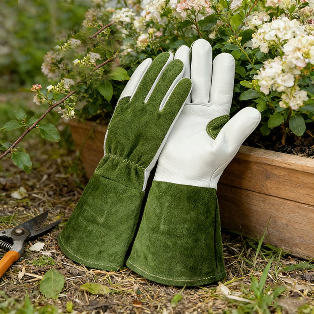 Gardening Gloves Leather Rose Pruning Gauntlet Long Sleeve Thorn Proof Hand Protection for Cactus Blackberry Trimming... - Image 4