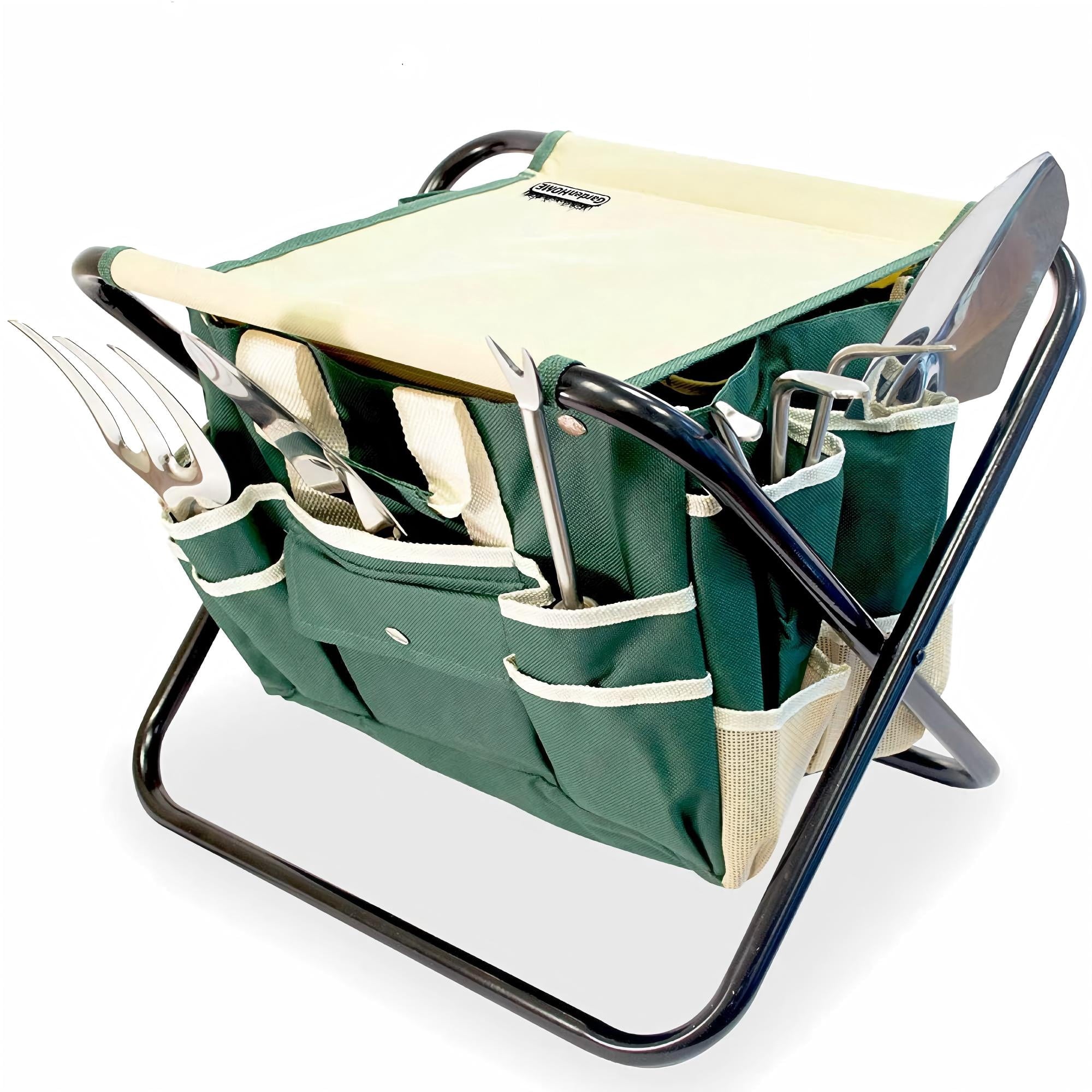 7-Piece Gardening Tool Set  Stainless Steel Tools with Wooden Handles, Folding Stool & Canvas Tote, Durable Garden Kit for Women and Beginne - Image 4