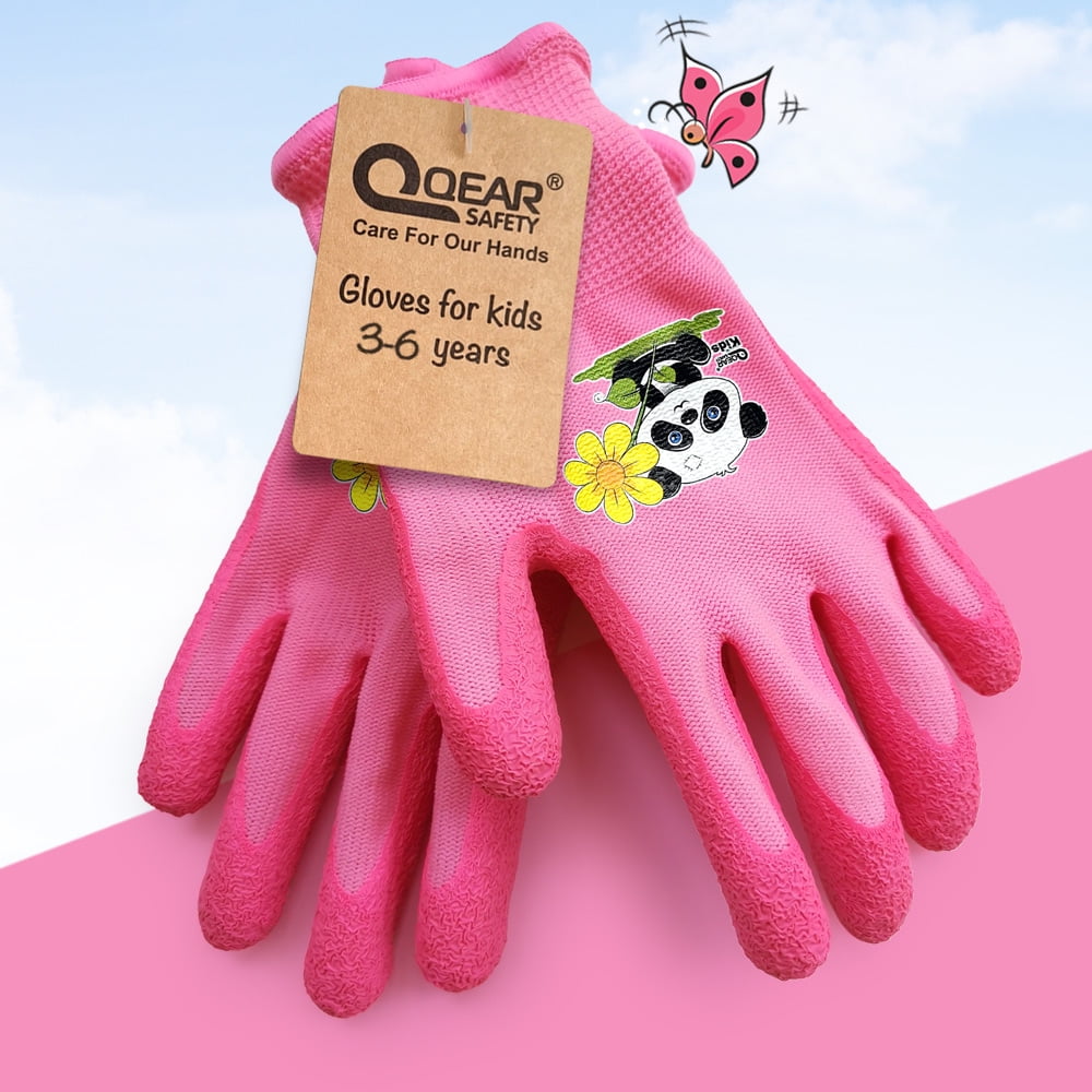 Girls Pink Garden Gloves,3-6 Years Toddler, DIY, Kindergarten,Outdoor, Soft Knitted Liner, Palm Natural Rubber Coated For Water and Dirty Re - Image 2
