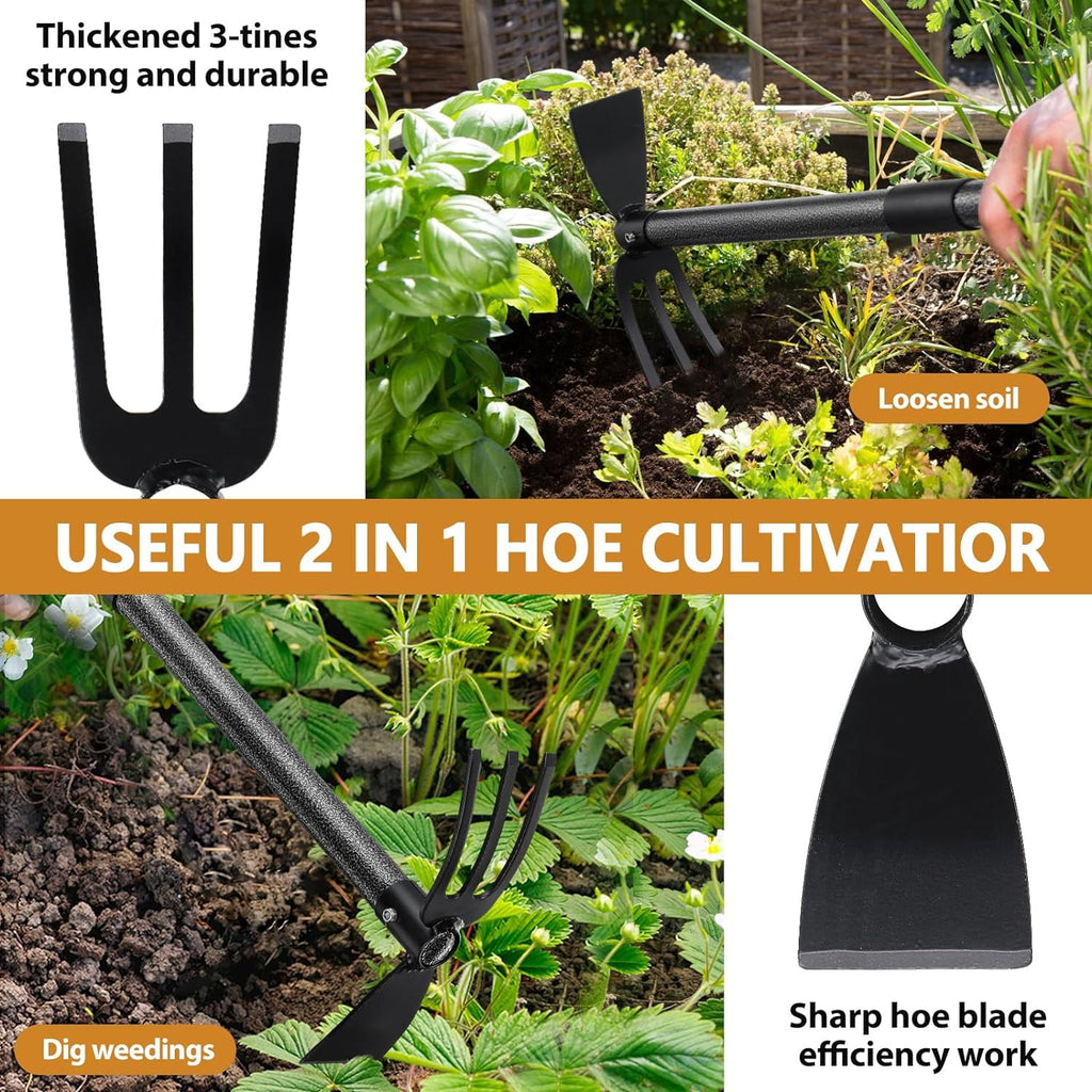 Weeding Tool, Hoe Cultivator 2 in 1 Garden Tools, 31 inch Weeder Hand Tiller Weeding Rake for Yard Lawn Gardening Dig... - Image 5