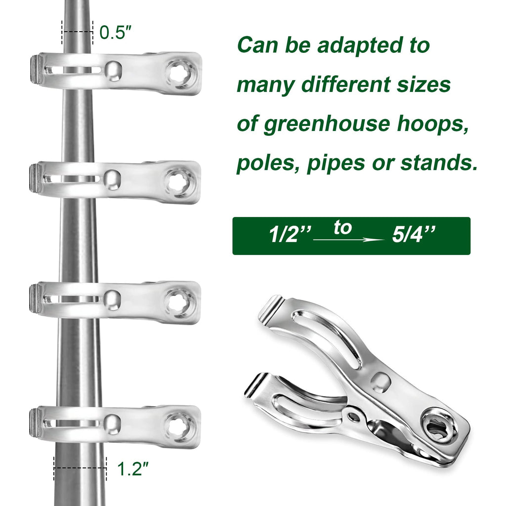 Heavy Duty Stainless Steel Plant Clips - 70 Pcs Rust-Proof Spring Clamps for Greenhouse Hoops (1/2", 3/4", 1") | Secu... - Image 2