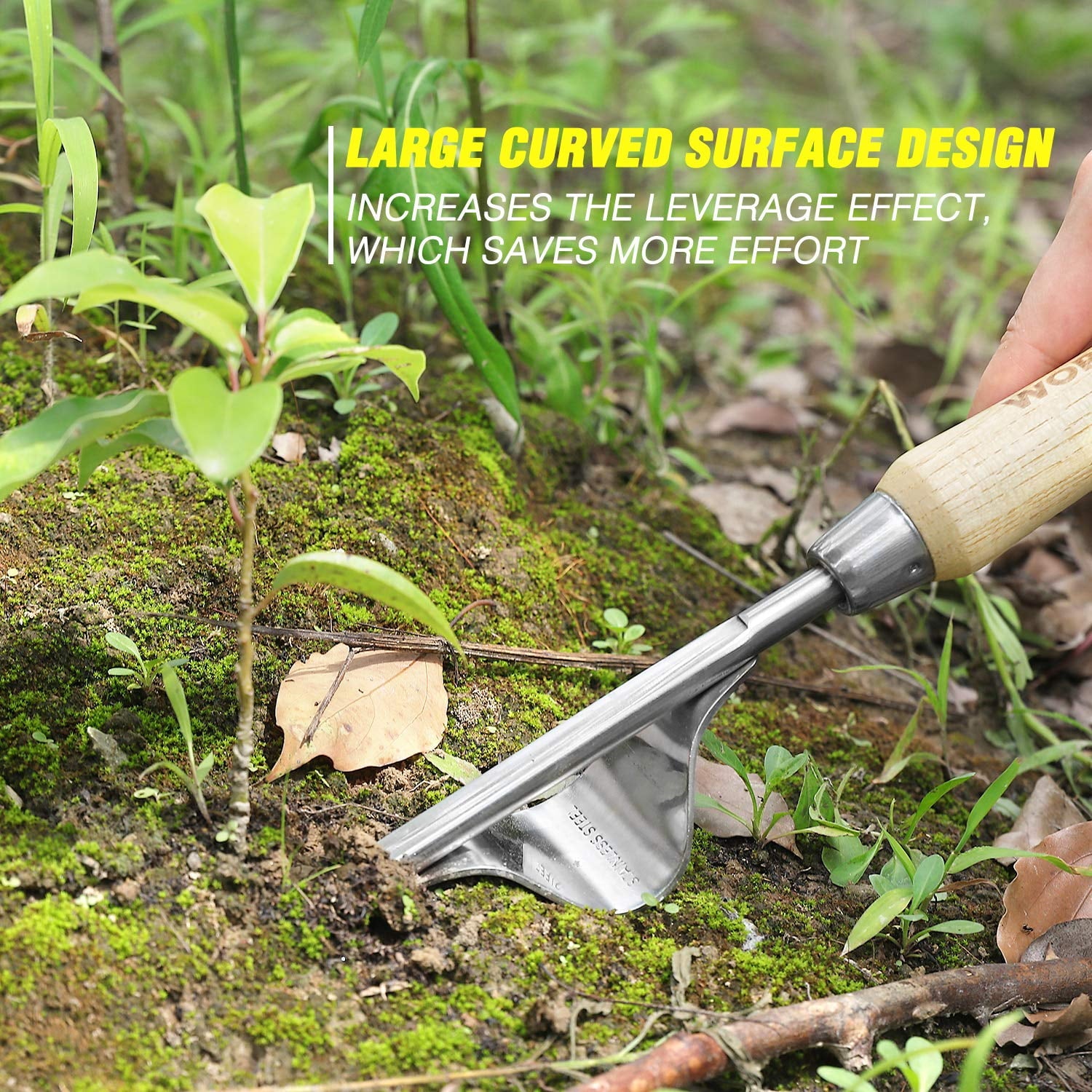 Garden Tools Set, 7 Piece Stainless Steel Heavy Duty Gardening Tools with Wooden Handle - Image 5