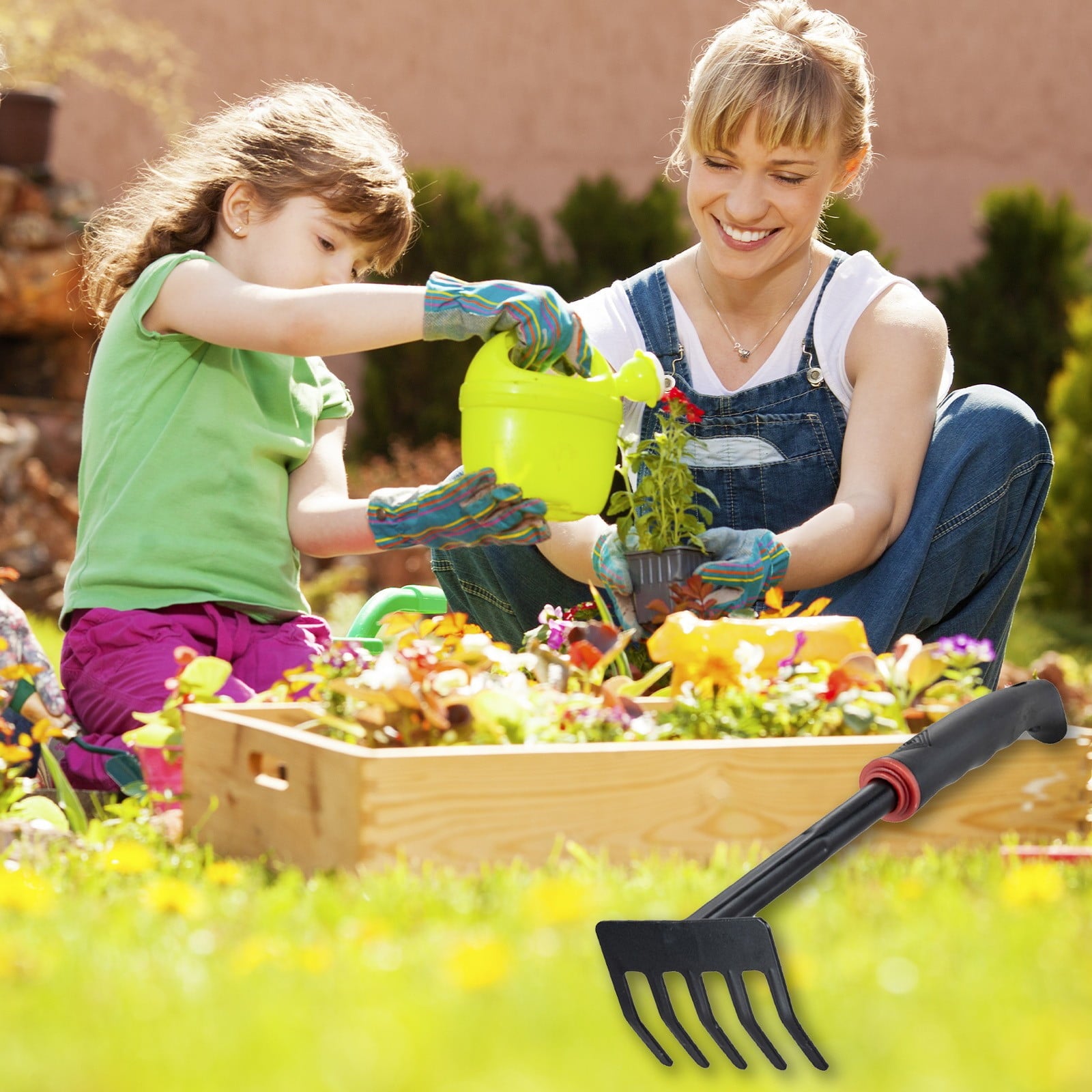 Gardening Tools Heavy Duty Stainless Steel Garden Tools Garden Shovel Hand Rake with Soft Rubber Non-Slip Handle - Image 2