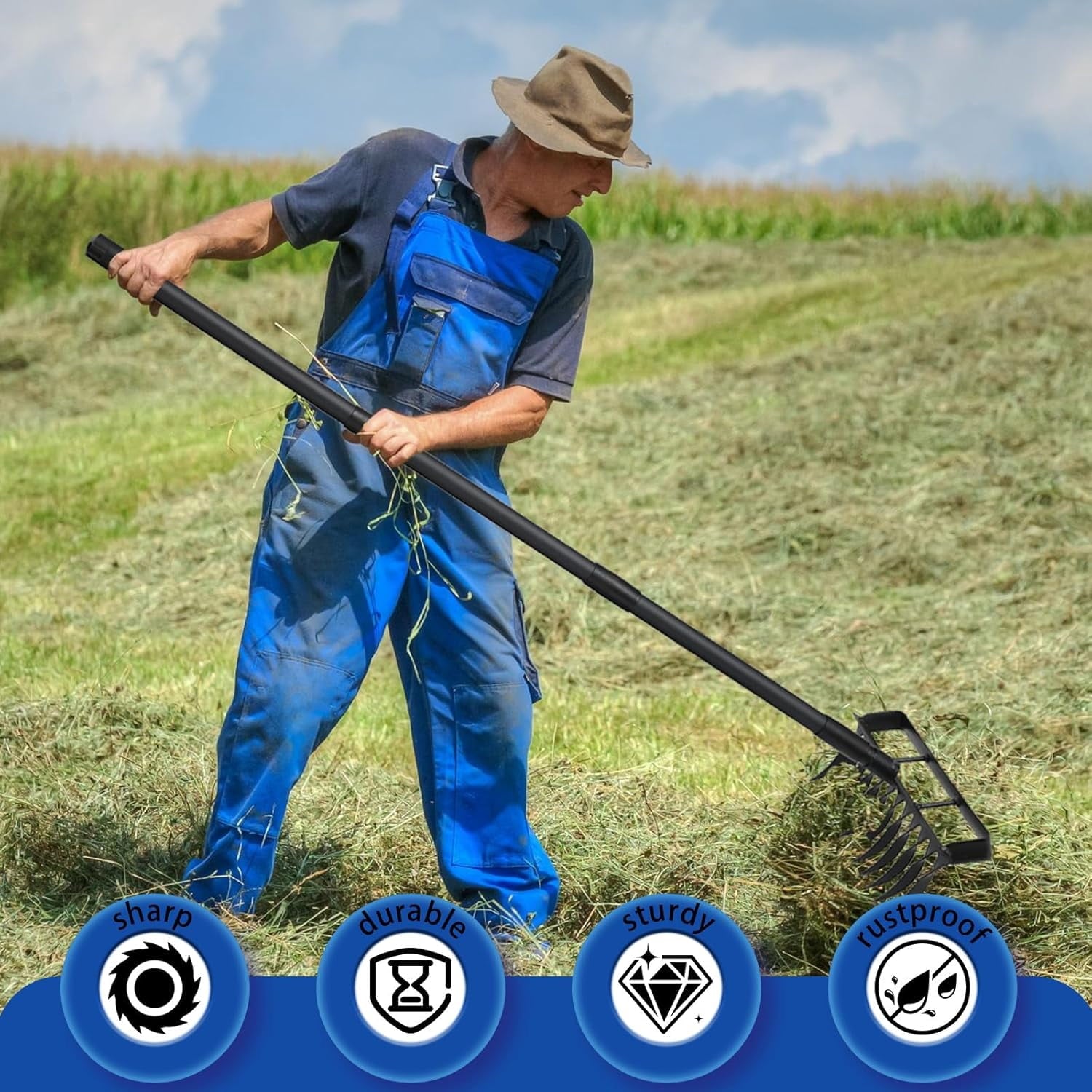Weeding Tools, 2-in-1 for Weeding with 76.8" Adjustable Handle, Heavy Duty ing Tools with 12 Tines for Weeding, Loose... - Image 3