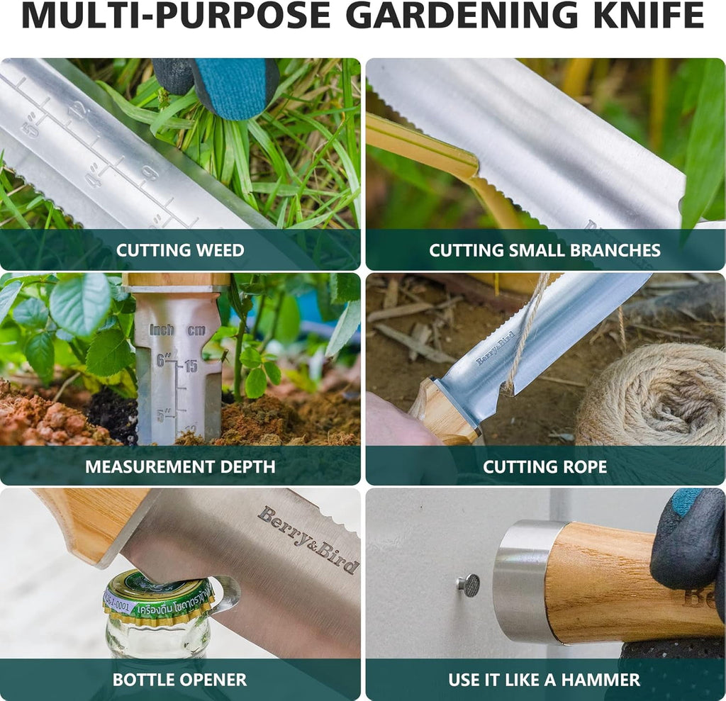 Berry&Bird Hori Hori Garden Knife Multipurpose Gardening Tool Set - Image 3