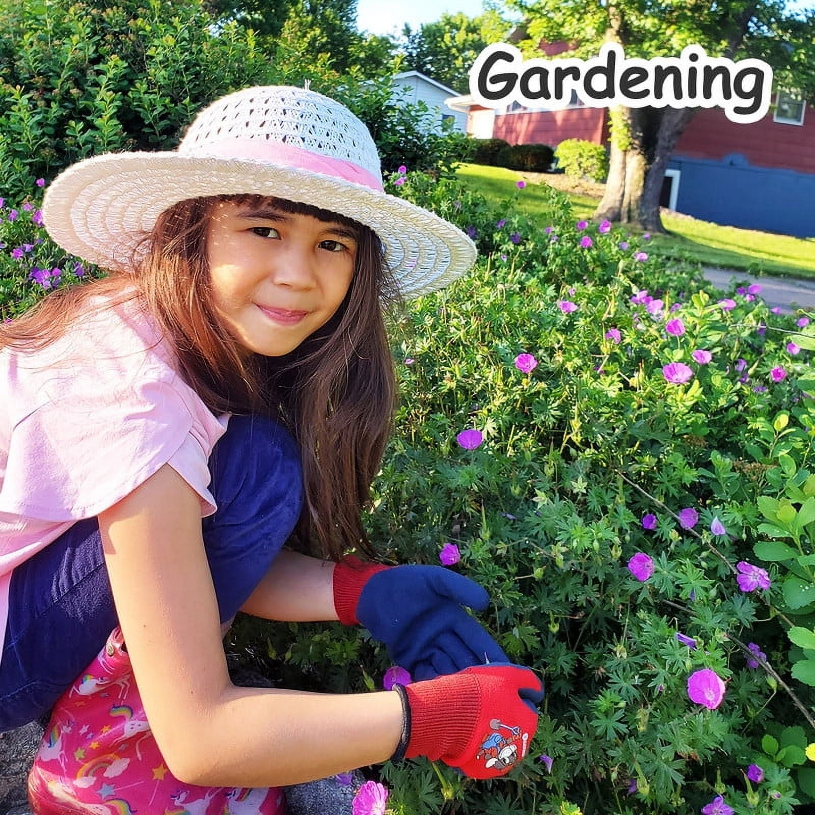 Kids Gardening Gloves 4 Pairs - Polyester Seemless Knitted with Latex Sandy Finish Coating, Ideal for Kids Gardening,... - Image 2