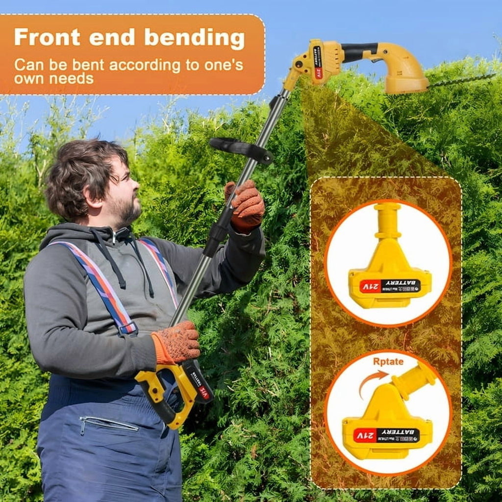 Cordless Hedge Trimmer with Extension Pole, 21V 2-in-1 Grass Shear & Shrub Cutter, 30-40 Min Runtime, 16/19mm Branch ... - Image 5