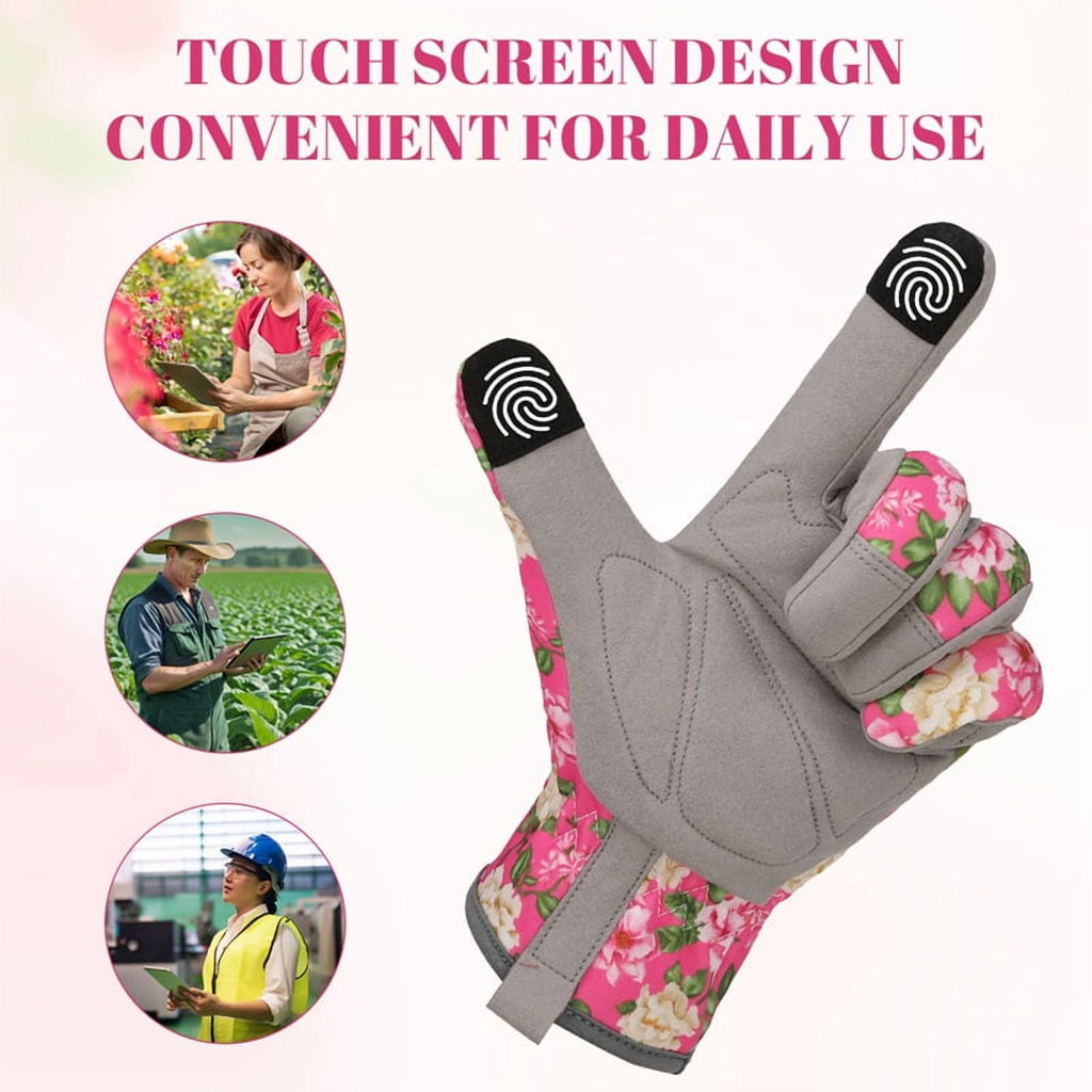 topjuju 1 Pair Floral Gardening Gloves for Women, Breathable Garden Gloves with Grip, Thorn-Proof Puncture-Resistant Work Gloves, Gifts for - Image 5