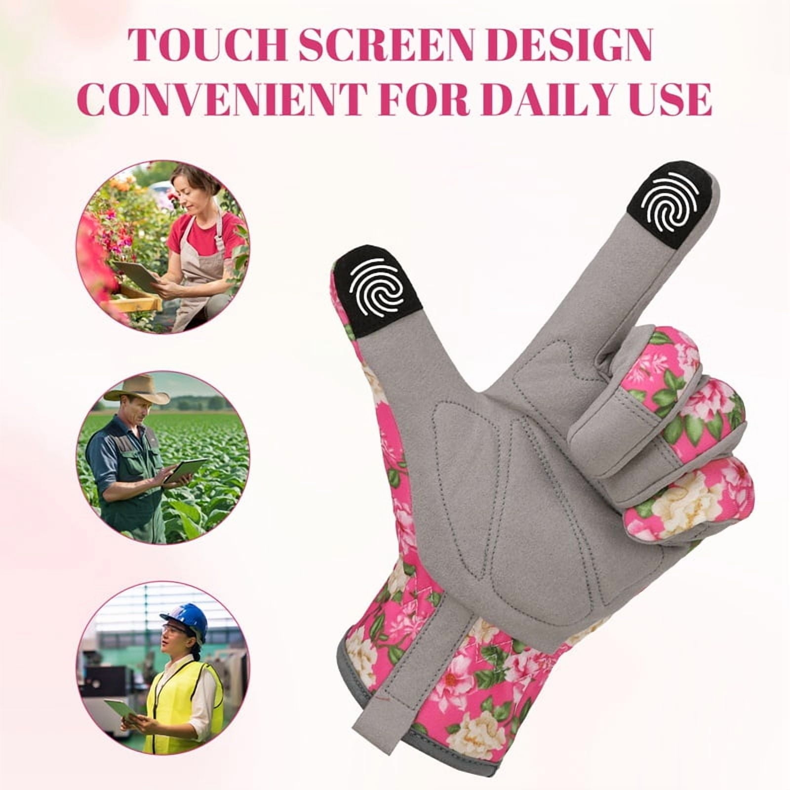 topjuju 1 Pair Floral Gardening Gloves for Women, Breathable Garden Gloves with Grip, Thorn-Proof Puncture-Resistant Work Gloves, Gifts for - Image 5
