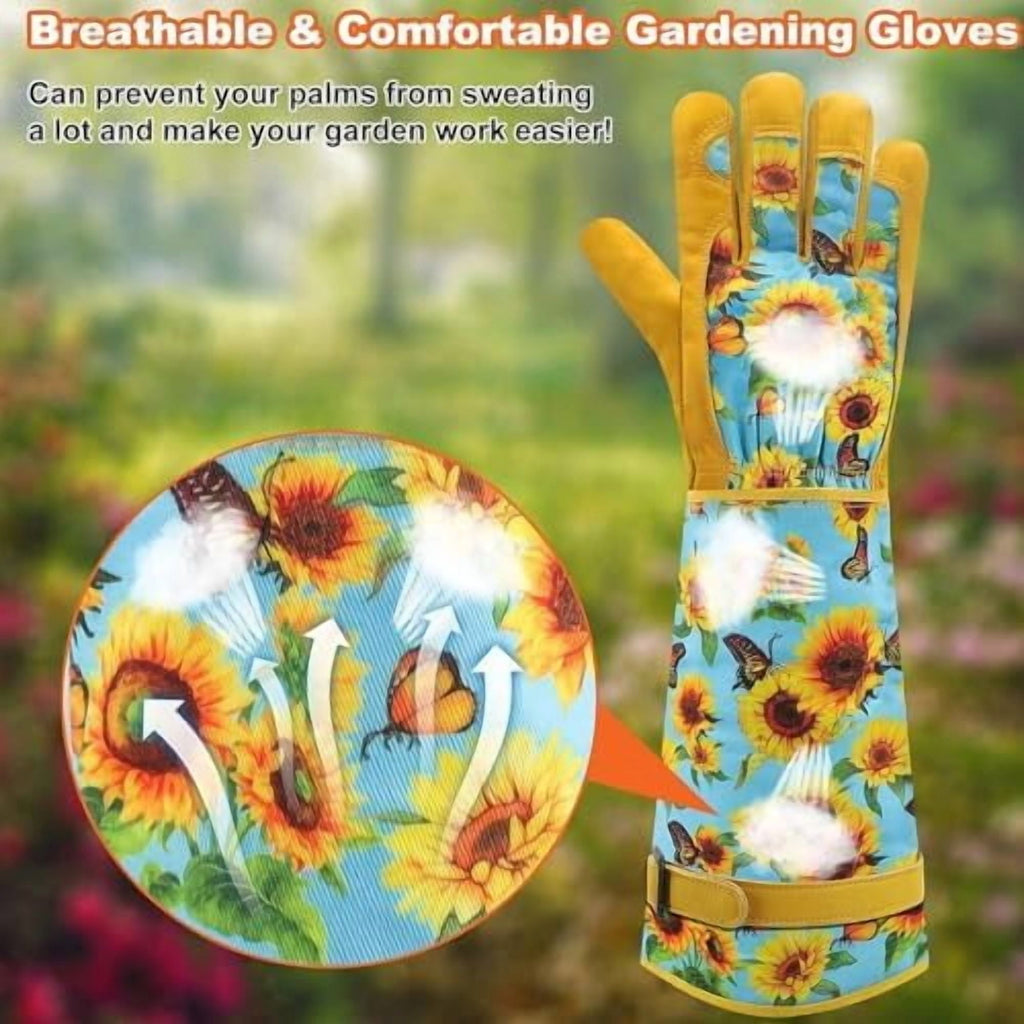 for Women, Rose Thorn Proof, Long Garden for Women, Breathable Cowhide Leather Gauntlet (Small, Blue - Image 4
