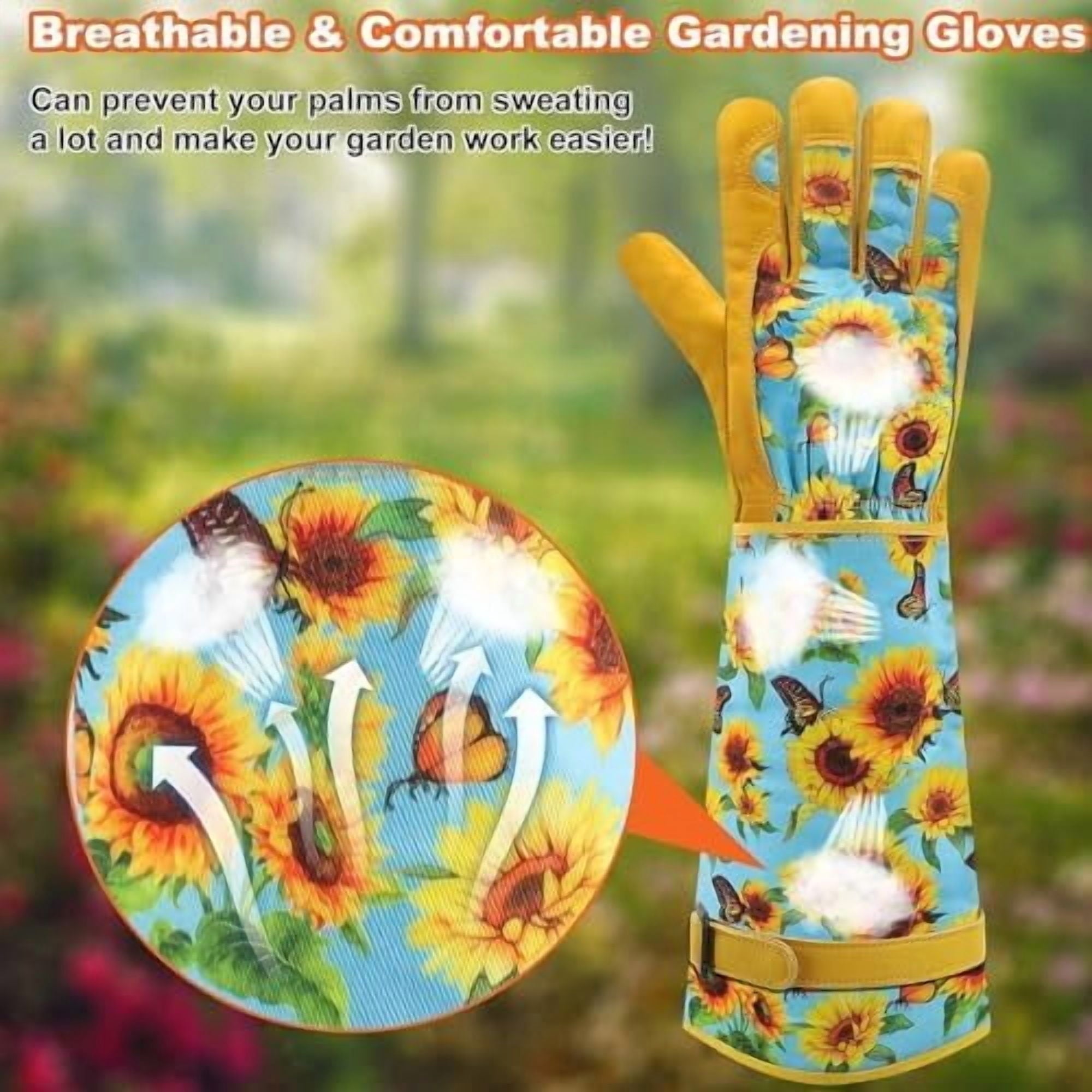 for Women, Rose Thorn Proof, Long Garden for Women, Breathable Cowhide Leather Gauntlet (Small, Blue - Image 4