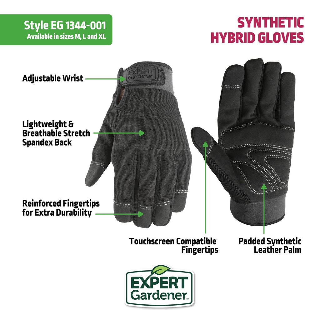 Mens Moisture Wicking Synthetic Leather Gardening Gloves, Size M - Image 2