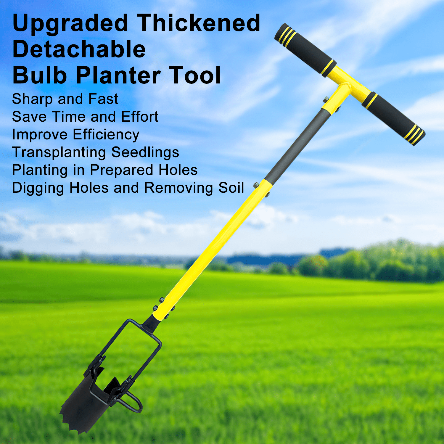 39Inch Tool Long Handle,Grass Plug Tool,Sod Plugger Trans with Soft Grip,Lawn Plug Garden Tool for Transplanting,Digg... - Image 2