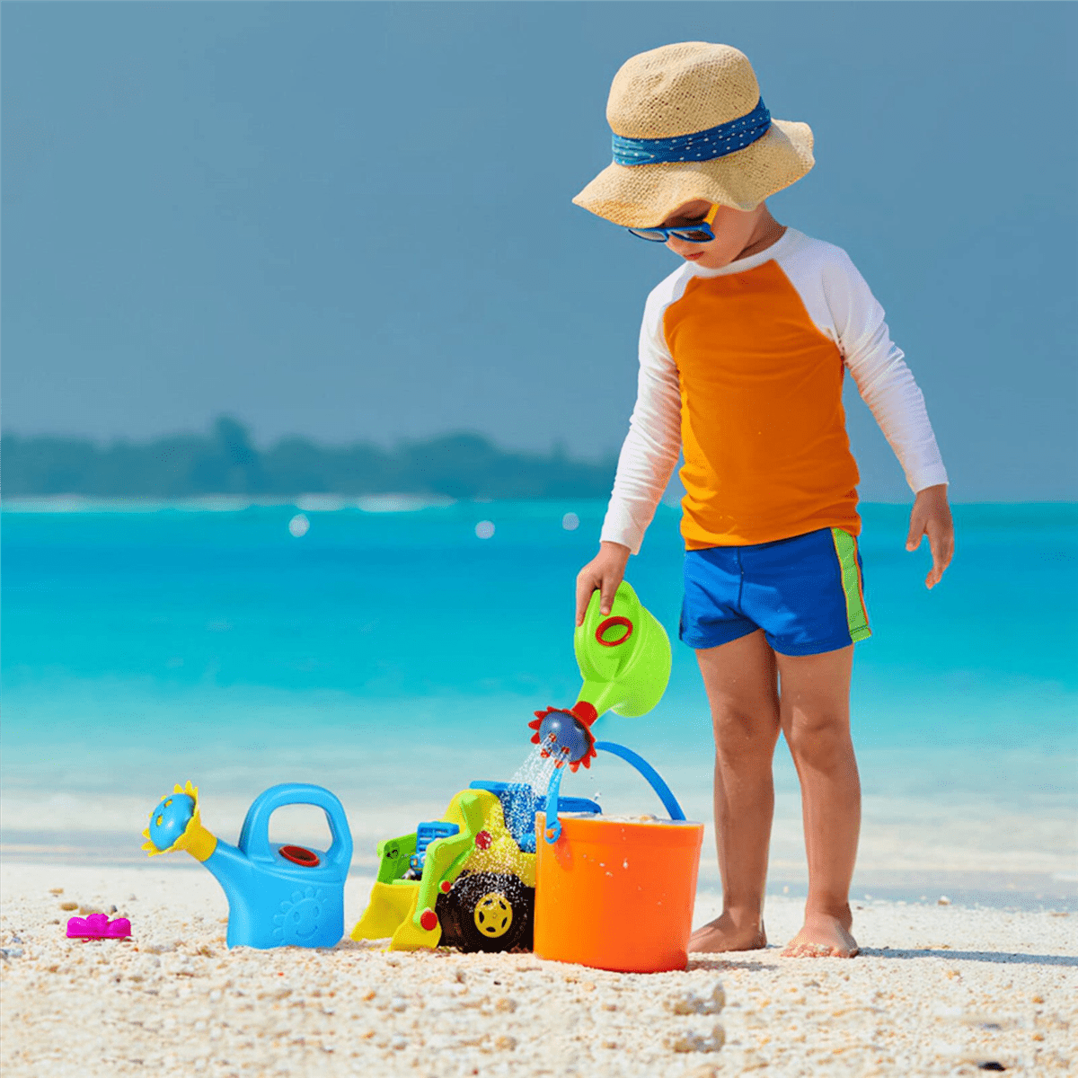 8PCS Plastic Watering Cans Chicken Watering Garden Play Watering Cans Kids Beach Bath Watering Cans Random Color - Image 2