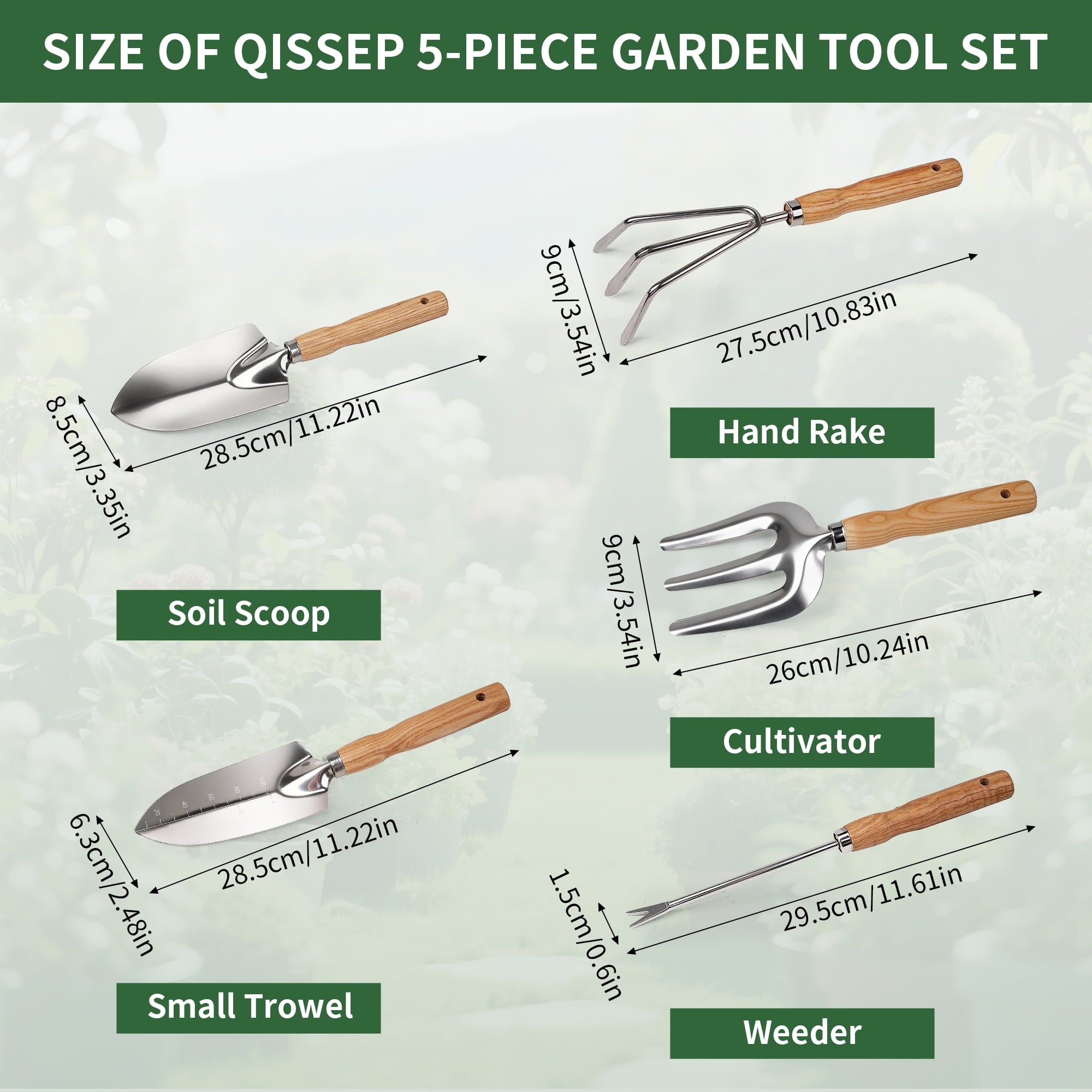5 Piece Garden Tool Set, Stainless Steel Gardening Tools with Anti-Slip Handles,Outdoor Hand Tools,Perfect for Planti... - Image 3