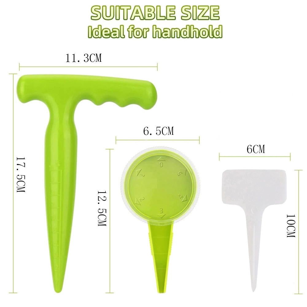 Garden Seed Dispenser and Dibber Set, Adjustable 5-Outlet Seeder, Depth Marked Planting Tool with 10 Plant Labels for Indoor Outdoor Gardeni - Image 2