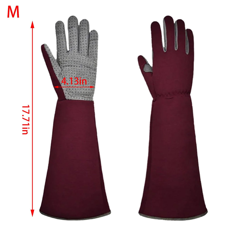 Wine Red Thorn-Resistant Gardening Gloves, Flexible Long-Sleeve Arm Protection with Grip Tech Palms - Heavy-Duty Yard... - Image 2