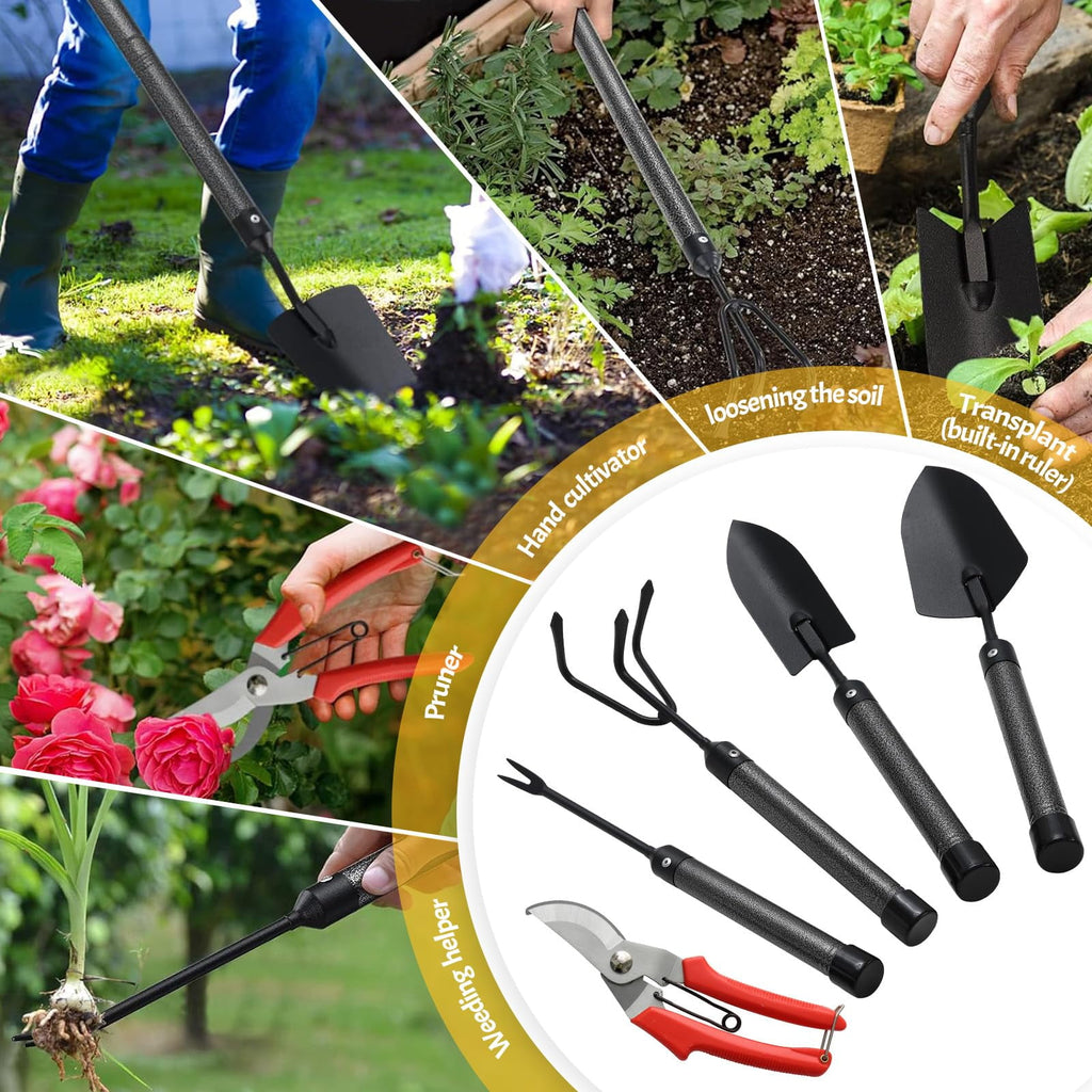 Garden Tools Set with Extension Handles, Heavy-Duty Steel  Thick Gardening Hand Tools,5 Pieces - Image 2