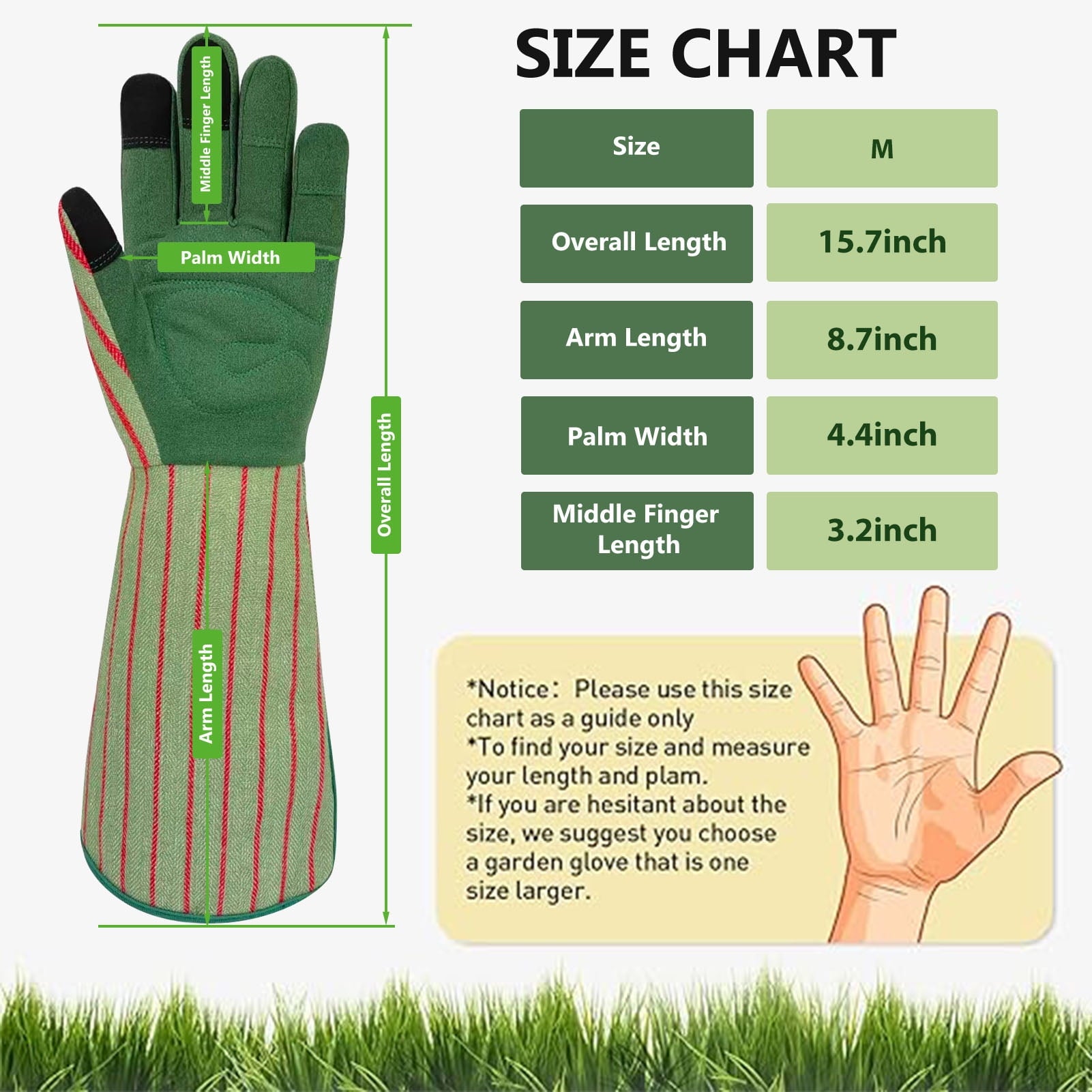 Long Gardening Gloves,Rose Pruning Gloves with Forearm Protection,Breathable Work Gloves with Touch Screen for Yard & Outdoor Work(M） - Image 2