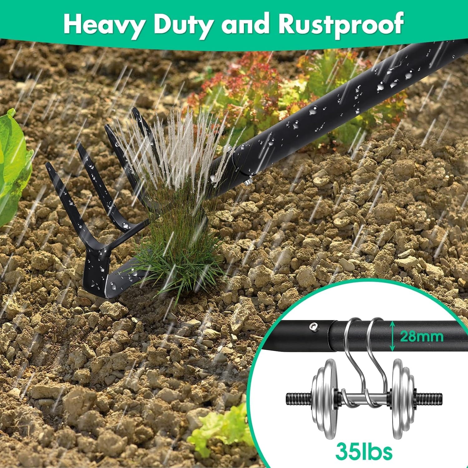 Stirrup Hoe and Cultivator, Heavy Duty Scuffle Garden Hoe with 62Inch Adjustable Handle for Weeding,Digging, Loosenin... - Image 6
