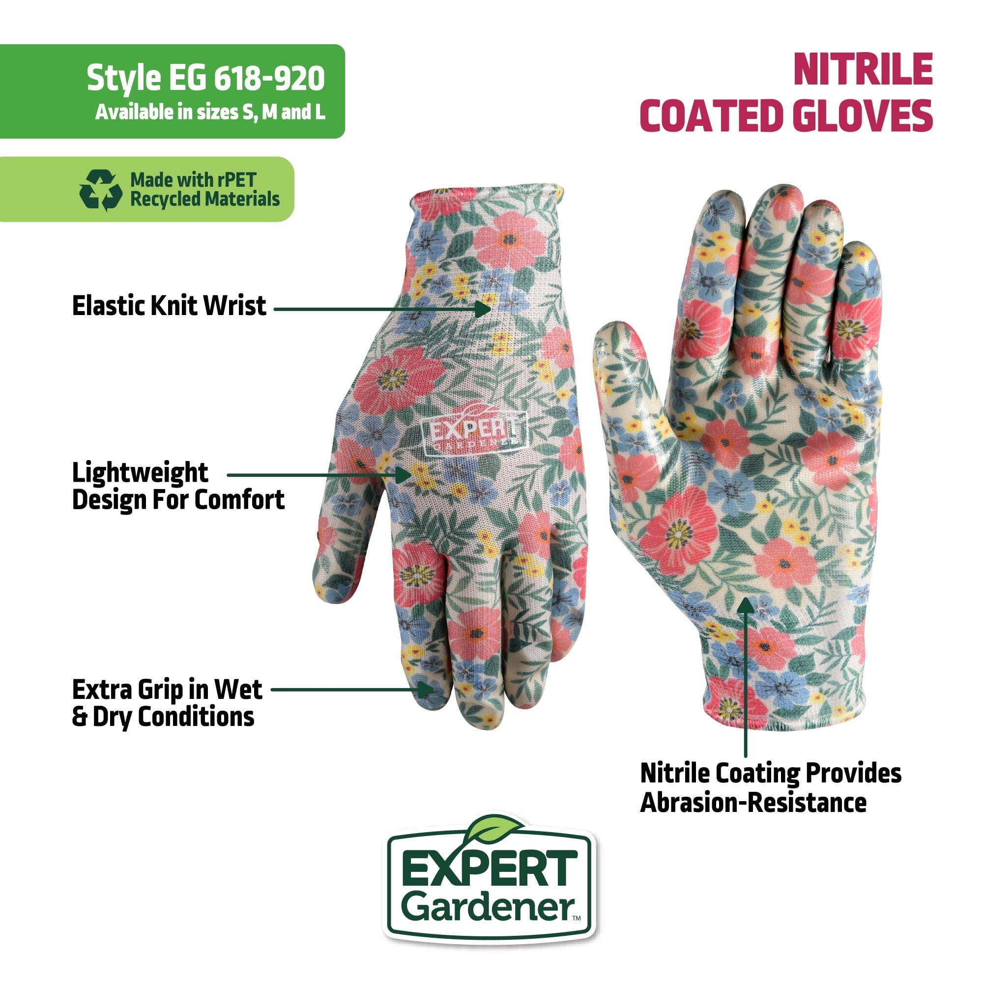 Smooth Nitrile Gardening Gloves, Size M - Image 2