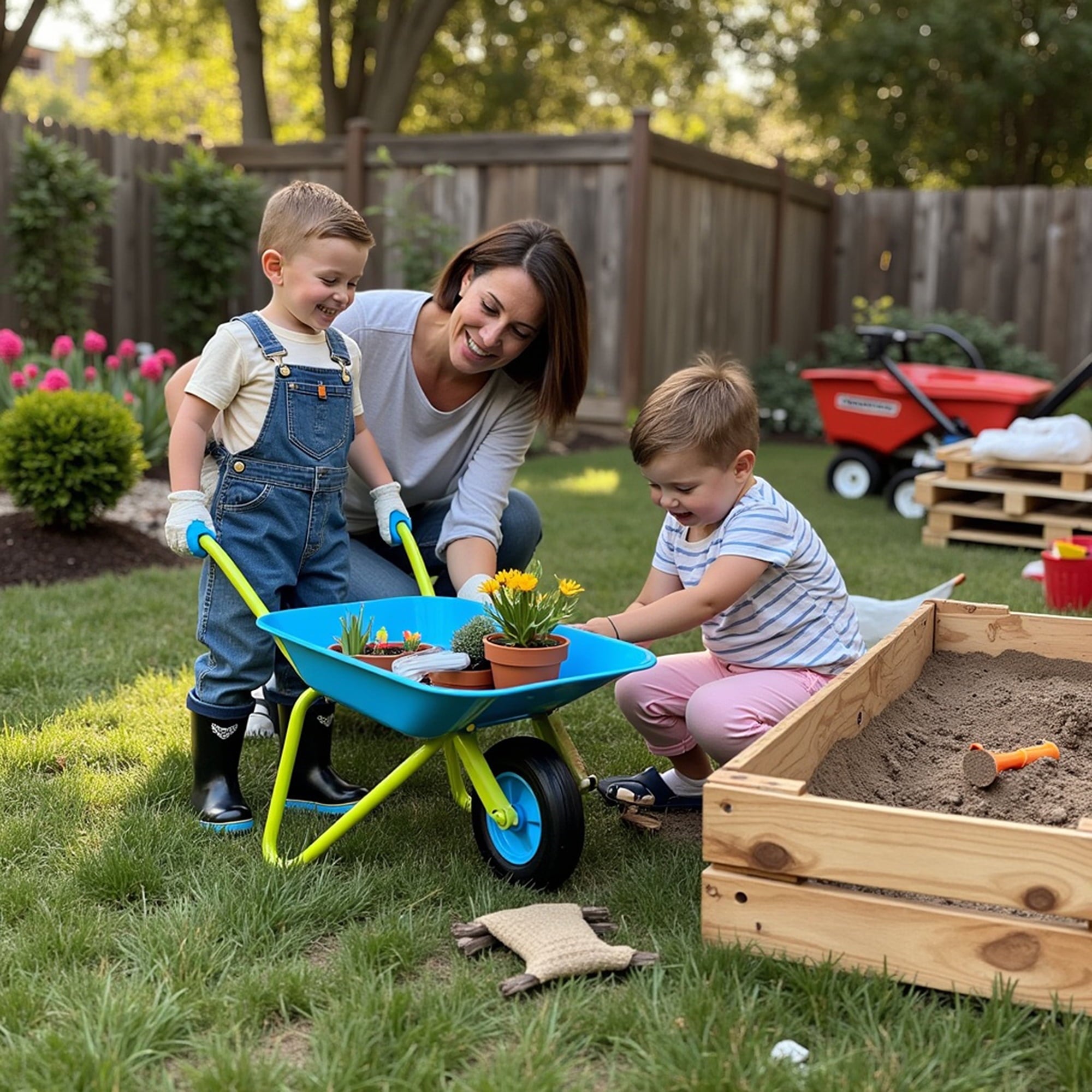 Kids Wheelbarrow 10041 JustForKids, Garden Fun, 3+ Years Old Real Metal - Image 2