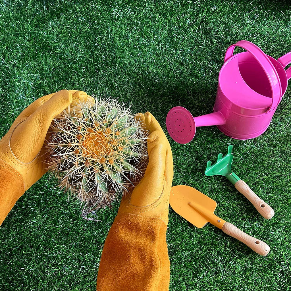 Long Garden Gloves for Women Man, Thorn Proof Rose Pruning Cowhide Leather Garden Gloves for Cactus, Rose and More - L - Image 3