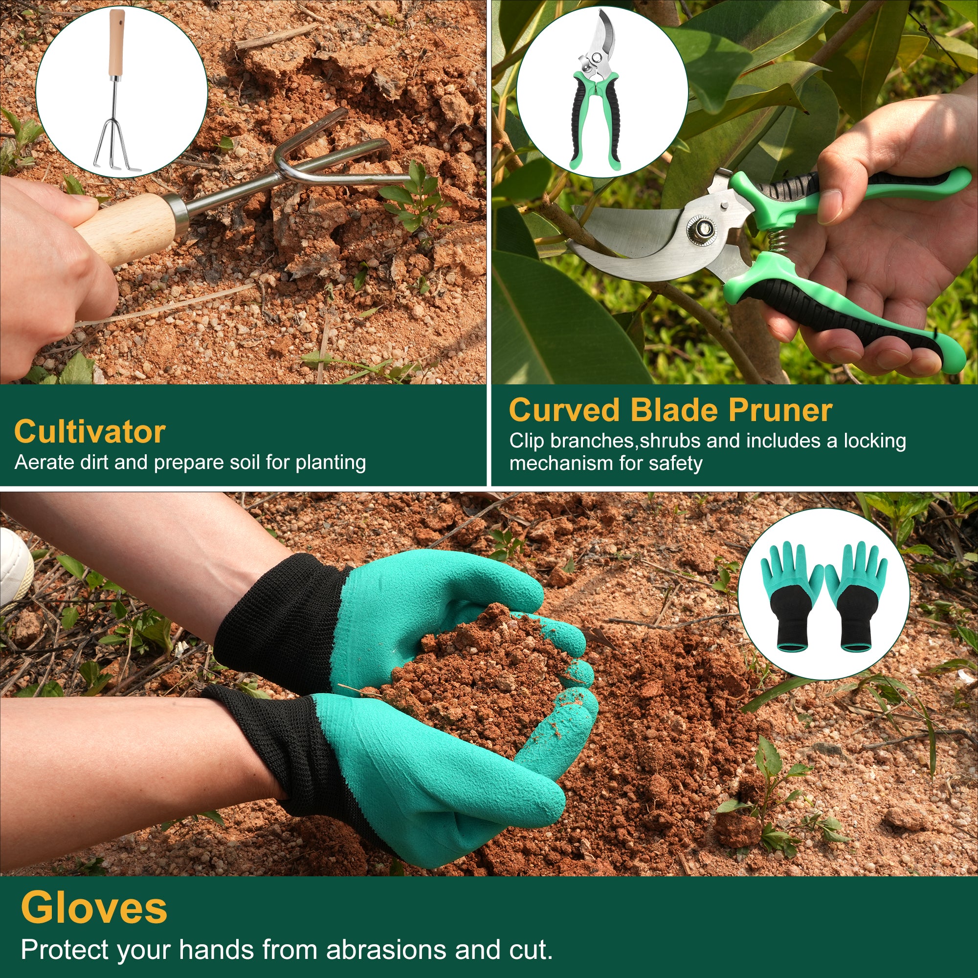 Gardening Tools 9 Piece Heavy Duty Gardening Hand Tools with Fashion and Durable Garden Tools Organizer Handbag,Rust-... - Image 3