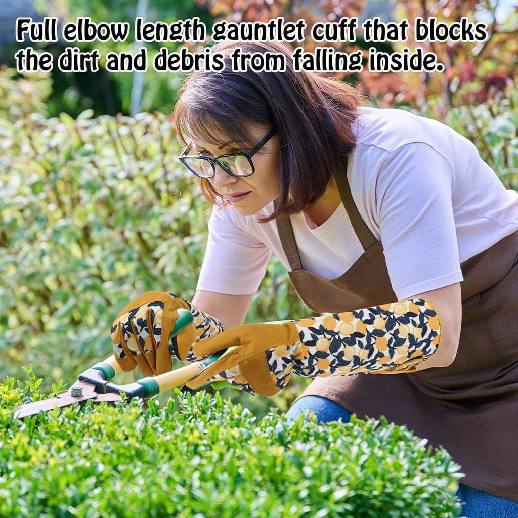 Gardening Gloves for Women Rose Pruning Thorn Proof Breathable Touchscreen Long Forearm Protection Garden Gloves(Yellow) - Image 6