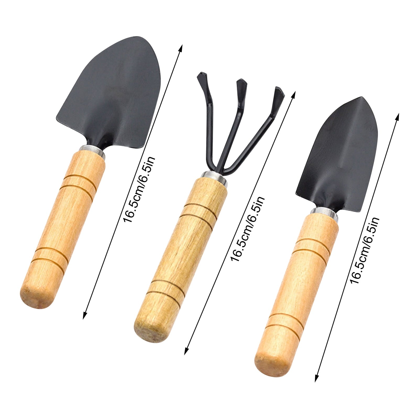 Mini Garden Tools - Indoor Plant Tools - 3 Piece Garden Tool Set Small Hand Tools for Gardening 6.8 Inch for Planting Flowers Black Size:S - Image 3
