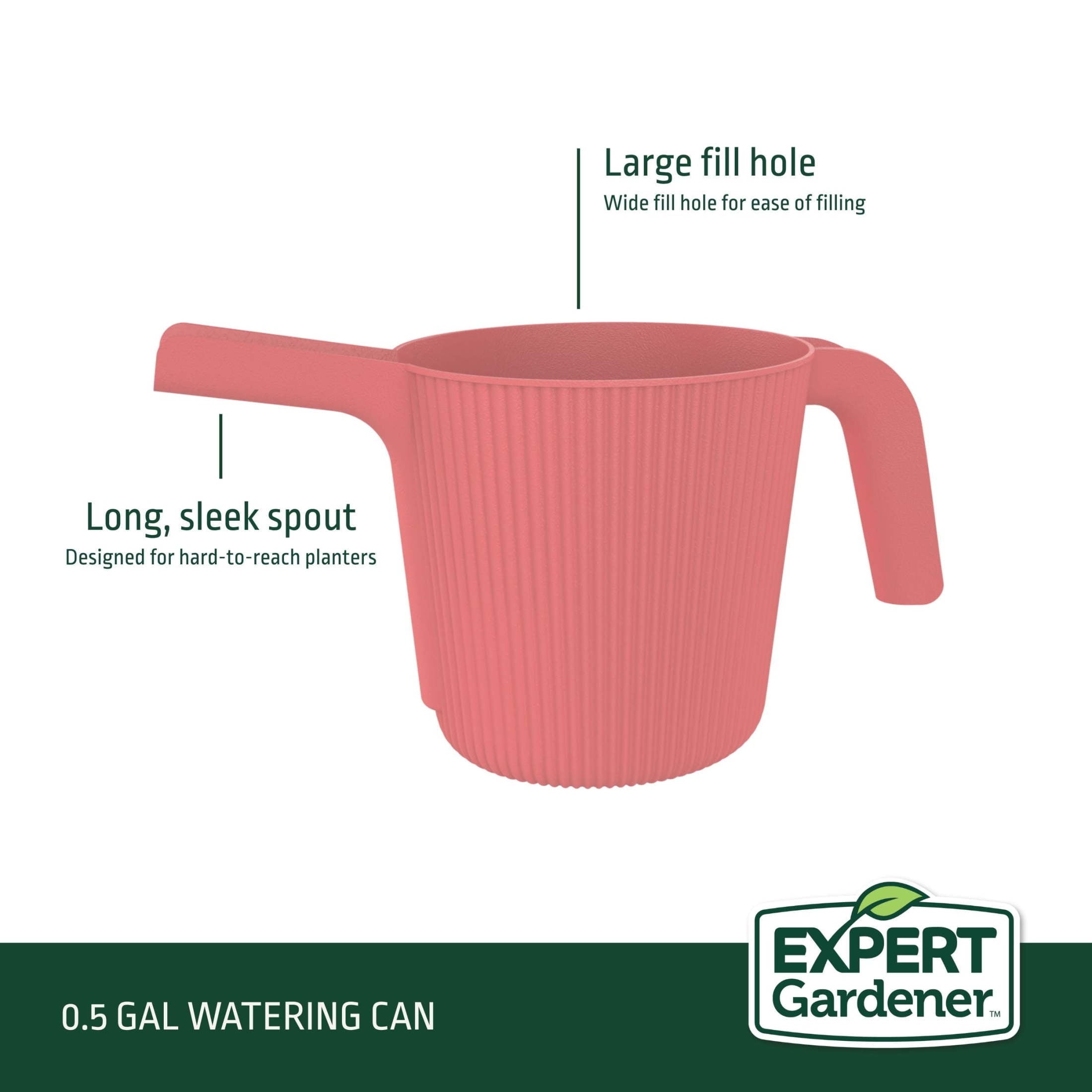 0.5 gal. Resin Watering Can, Coral Peony - Image 3